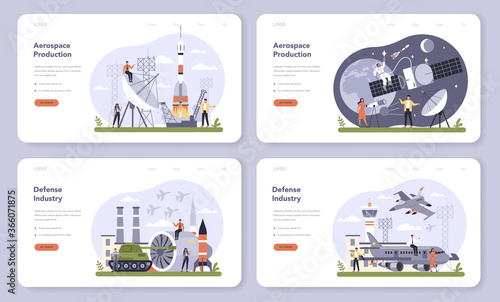 Aerospace and defence industry web banner or landing page set.
