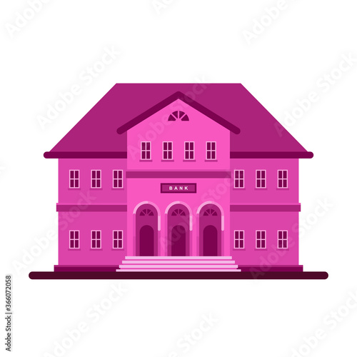 Modern Bank building facade Vector illustration, Bank, university or government institution building.  Flat style Architecture building with tosca  color. 
