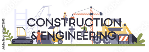 Construction and engineering industry typographic header. Building