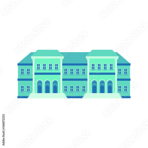 Bank building facade Vector illustration, Bank, university or government institution isolated on white background.  Flat style Architecture building.