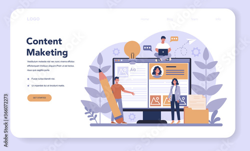 Copywriter web banner or landing page. Idea of writing texts,