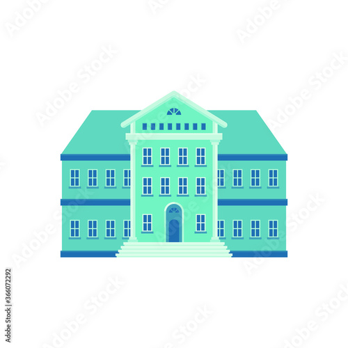 Bank building facade Vector illustration, Bank, university or government institution isolated on white background.  Flat style Architecture building.