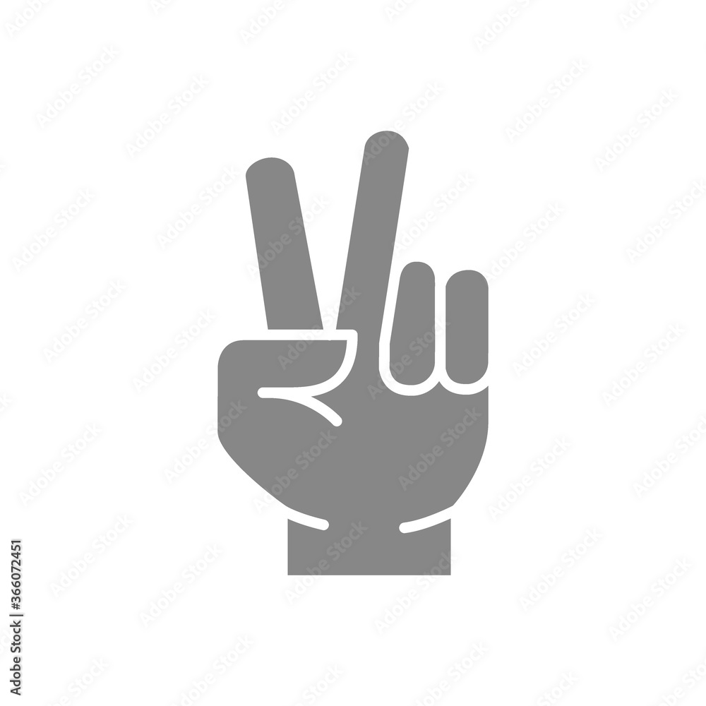 Peace gesture gray icon. Victory hand symbol Peace gesture gray icon. Victory hand symbol