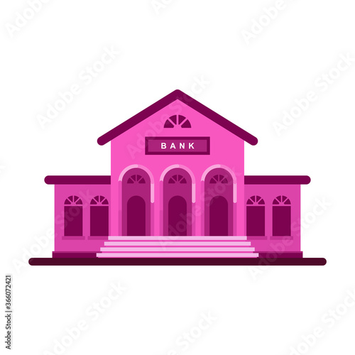 Modern Bank building facade Vector illustration, Bank, university or government institution building.  Flat style Architecture building with tosca  color. 
