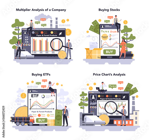 Paper production and wood industry online service or platform set