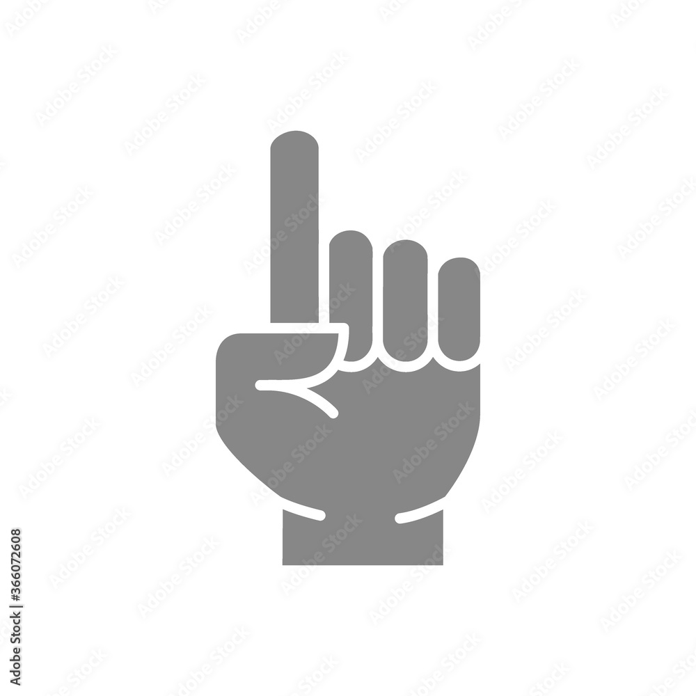 Index finger gesture gray icon. Attention symbol Index finger gesture gray icon. Attention symbol