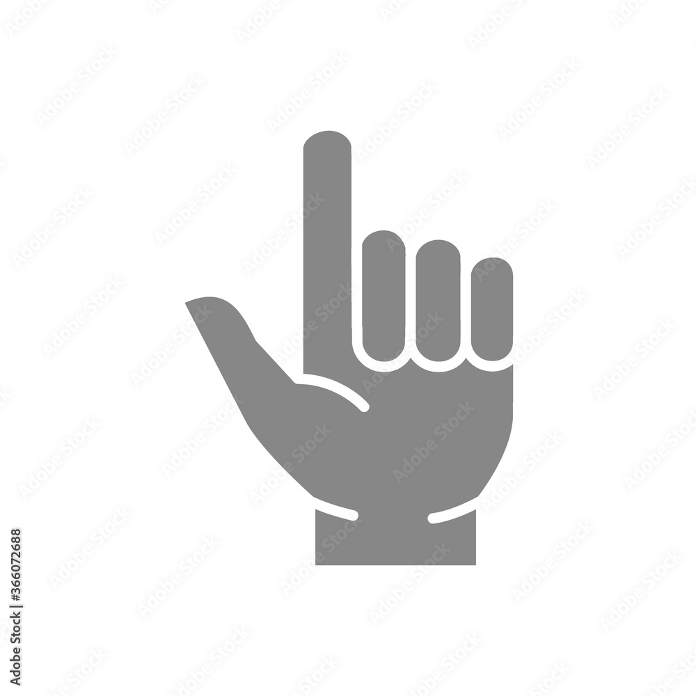 Two fingers up gray icon. Pointing direction, gun hand gestures symbol Two fingers up gray icon. Pointing direction, gun hand gestures symbol
