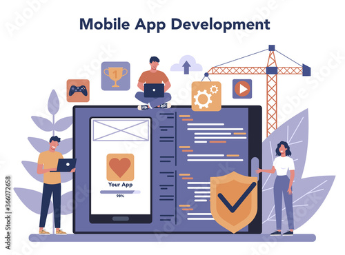 Mobile app development online service or platform. Modern
