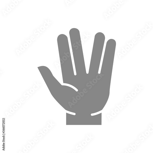 Salute gray icon. What s up gestures symbol