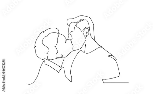 Hand drawn couple line art vector illustration. Man kiss. Happy together. Lovers outline drawing. Love concept. Gay couple kissing. Lgbt concept. Gay Couple line vector illustration. Love print.