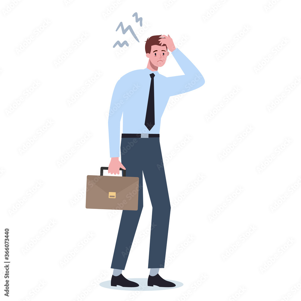 Exhausted business man. Business character with lack of energy. Exhausted business man. Business character with lack of energy.