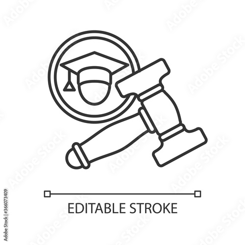 Student government pixel perfect linear icon. University student organization. High school leader. Thin line customizable illustration. Contour symbol. Vector isolated outline drawing. Editable stroke