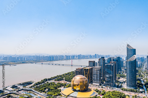 High perspective scenery of Qianjiang New Town, Hangzhou, Zhejiang, China photo