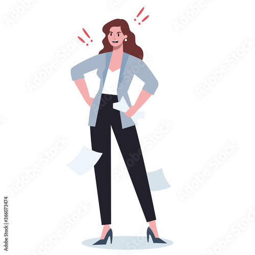 Stressed and angry business person. Female character are shouting