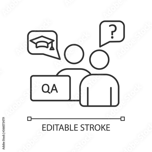 Faculty advisor pixel perfect linear icon. Academic and peer advisors. Professors and lecturers. Thin line customizable illustration. Contour symbol. Vector isolated outline drawing. Editable stroke