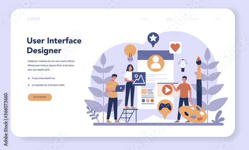 UX UI designer web banner or landing page. App interface