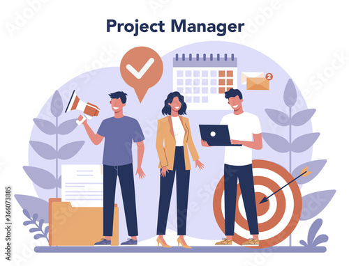 Project management concept. Successful strategy, motivation and leadership.