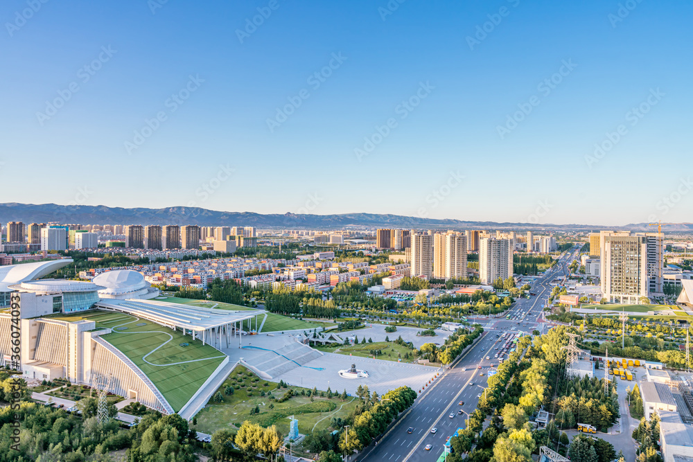 Sunny scenery of Inner Mongolia Museum, Hohhot, Inner Mongolia, China