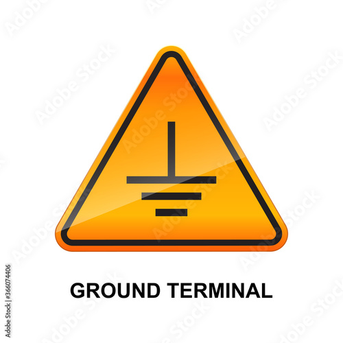 Ground terminal sign isolated on white background.