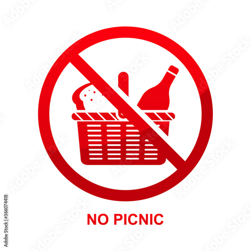 No picnic sign isolated on white background vector illustration.