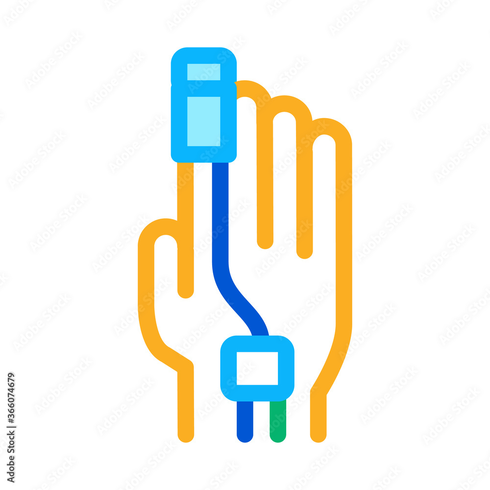 heart rate measurement tool on patient finger icon vector. heart rate measurement tool on patient finger sign. color symbol illustration