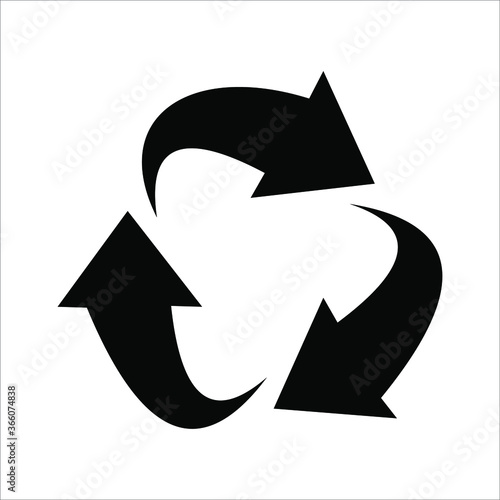 black recycle vector, white color background.