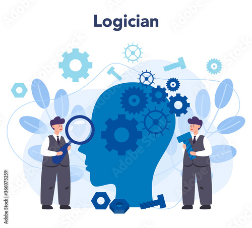 Logician concept. Scientist systematicly study of the forms