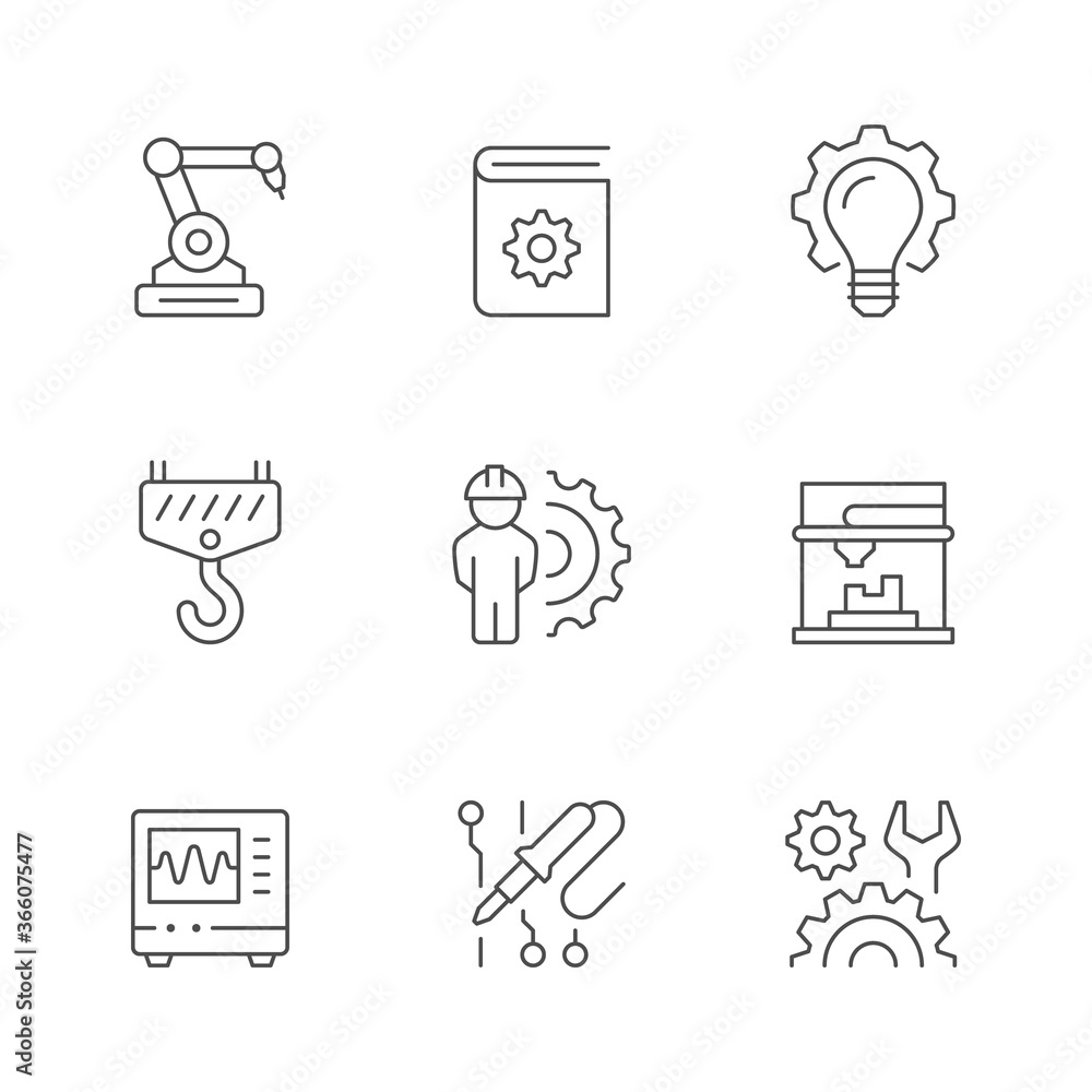 Set line icons of engineering Set line icons of engineering