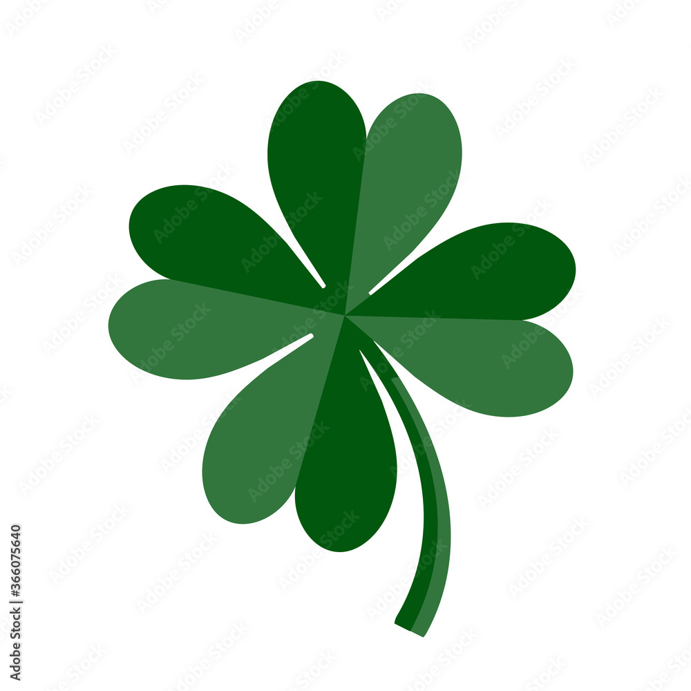 Lucky Green Four Leaf Clover for St. Patricks Day. Vector illustration isolated on white background Lucky Green Four Leaf Clover for St. Patricks Day. Vector illustration isolated on white background
