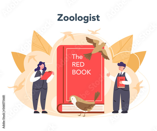 Ornithologist concept. Professional scientist study birds. Zoologist