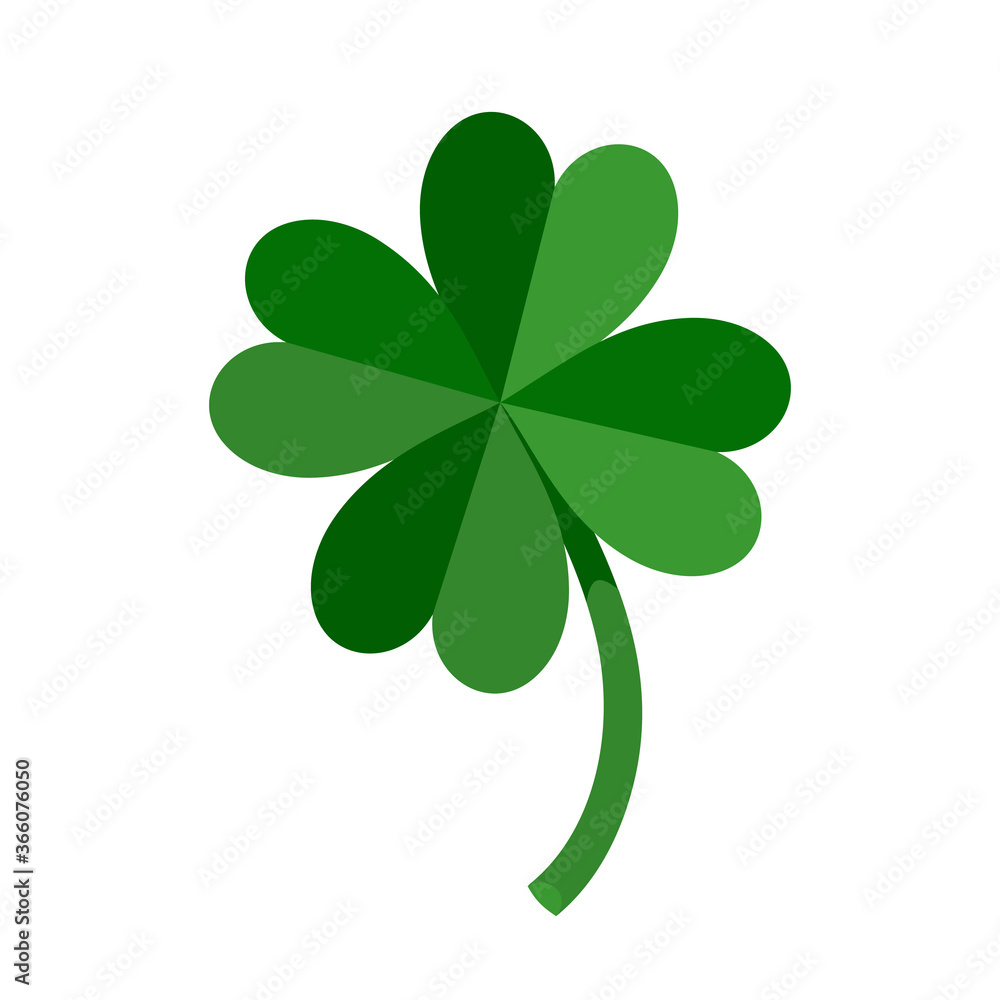 Lucky Green Four Leaf Clover for St. Patricks Day. Vector illustration isolated on white background Lucky Green Four Leaf Clover for St. Patricks Day. Vector illustration isolated on white background