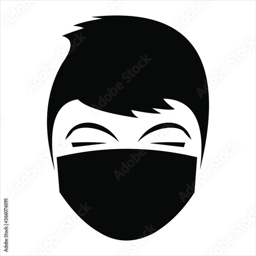 Man face with mask icon. Breathing mask on face. Safety breathing masks. Industrial safety N95 mask, dust protection respirator and breathing medical respiratory mask.
