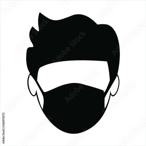 Man face with mask icon. Breathing mask on face. Safety breathing masks. Industrial safety N95 mask, dust protection respirator and breathing medical respiratory mask.