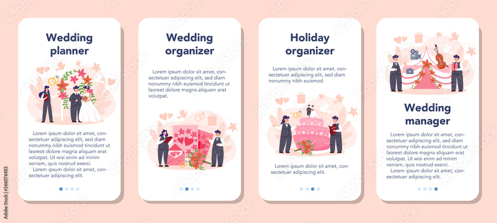 Wedding planner web banner or landing page. Professional
