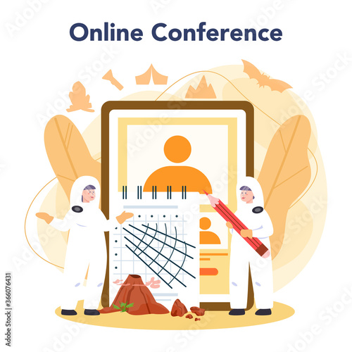 Volcanologist online service or platform. Geologist studying