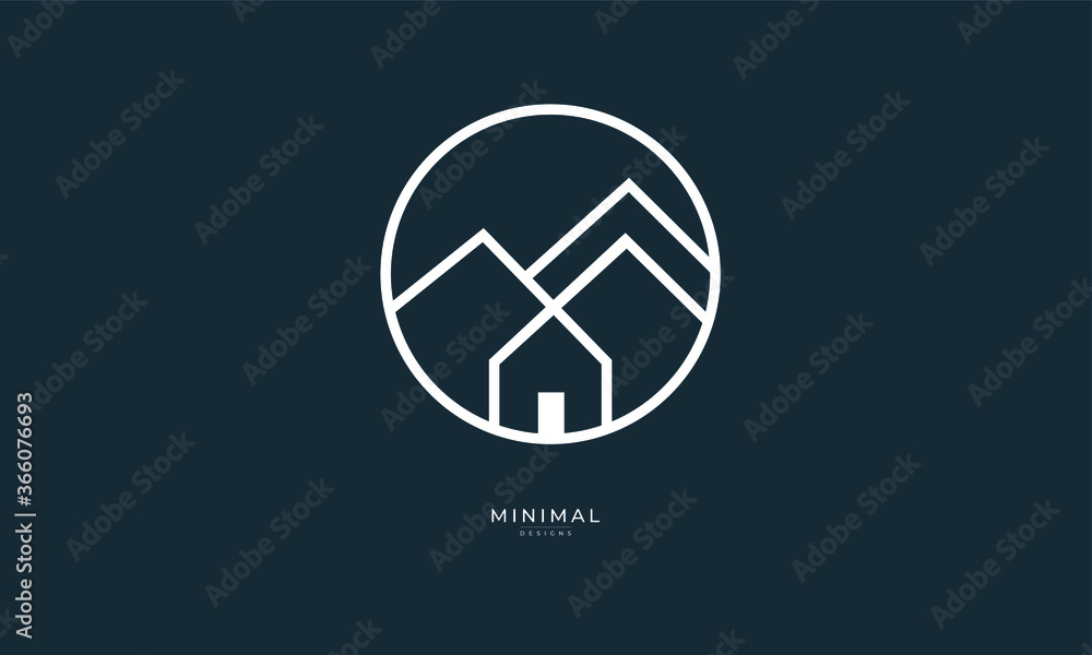 A line art icon logo of a Mountain house A line art icon logo of a Mountain house