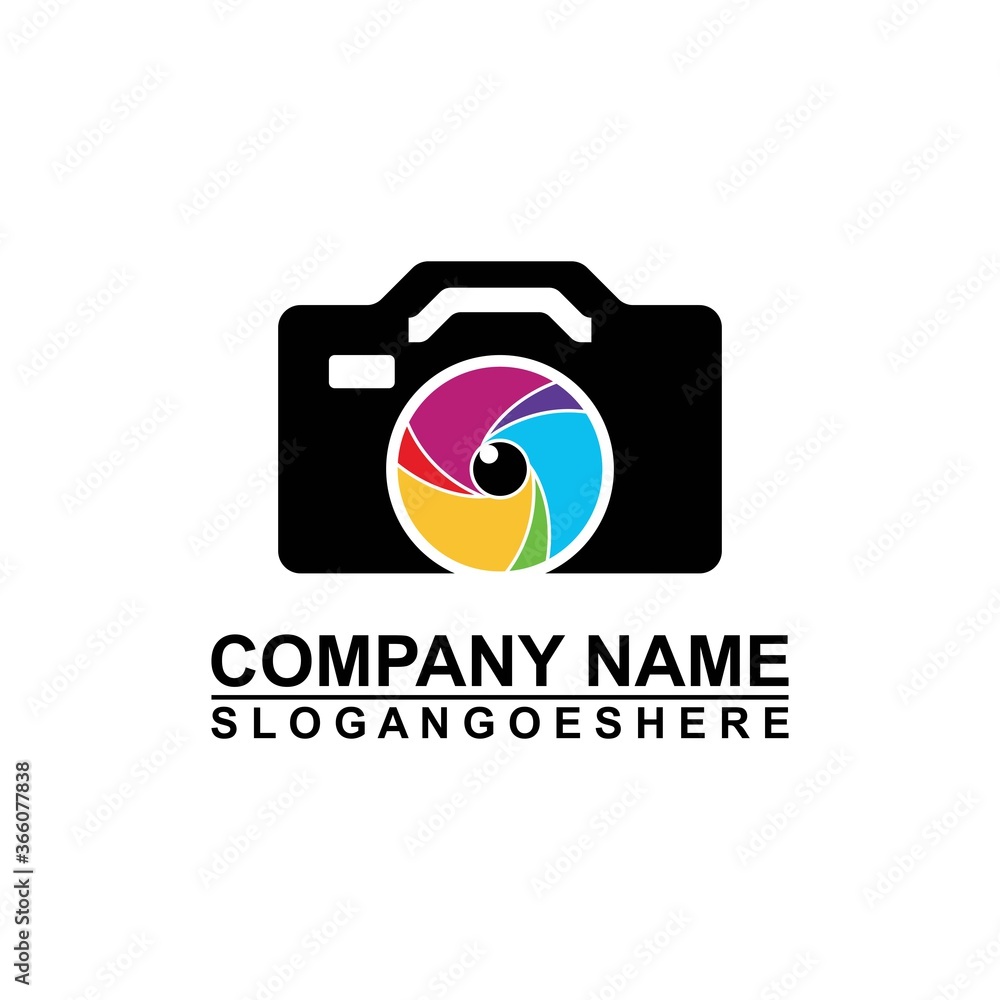 Logo photo camera eye, digital vision creative symbol concept. Cctv, video monitoring abstract business logo idea. Corporate identity logotype, company graphic design tamplate