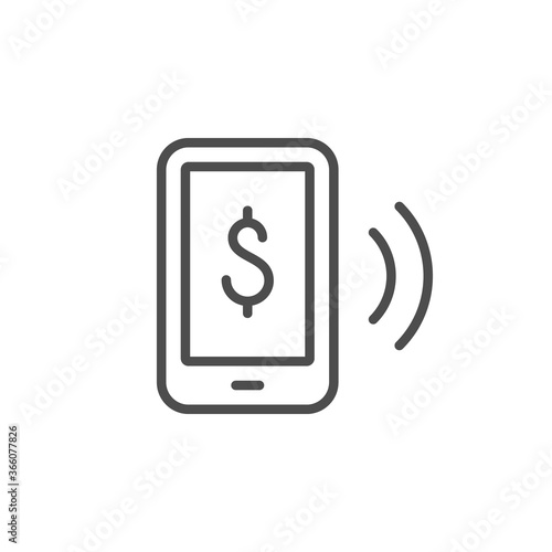 Wireless payment line outline icon