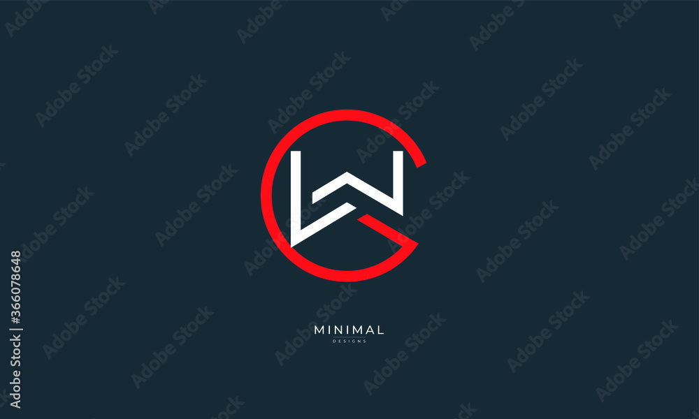 Alphabet letter icon logo GW or WG Alphabet letter icon logo GW or WG