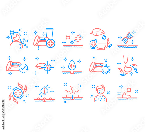 Dermatology icon. Skin care line icons. Vector illustration EPS10