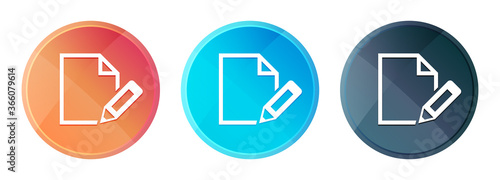 Edit document icon steam mist round button set shiny illustration