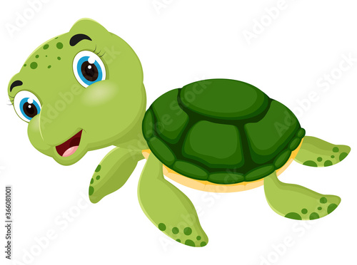 Cute Sea Turtle cartoon isolated on white background
