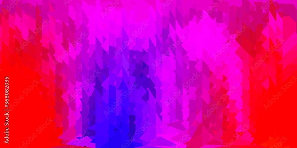 Dark pink, red vector polygonal backdrop.
