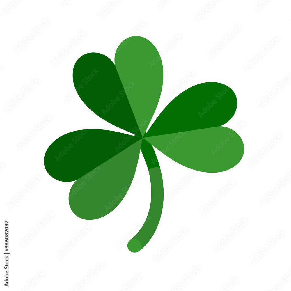 Lucky green shamrock three leaf clover for St. Patricks Day. Vector illustration isolated on white background Lucky green shamrock three leaf clover for St. Patricks Day. Vector illustration isolated on white background