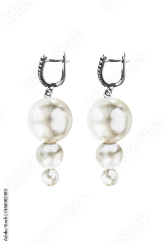 Pearl earrings isolated