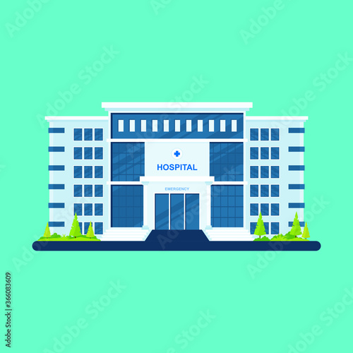 Hospital building vector, medical icon. Urgency and emergency services vector illustration in flat style with soft blue and purple color
