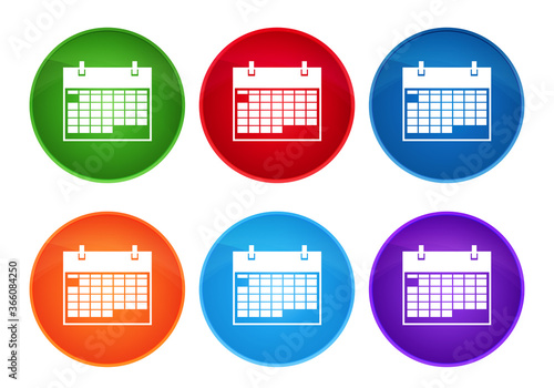 Calendar icon super round button set glass design