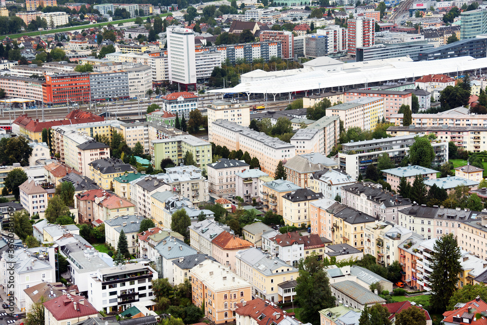 Aerial View of Salzburg, Austria, Europe
