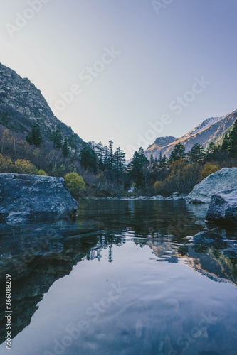 snowy mountains in russia, beauty and powerful nature 