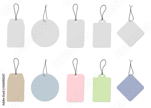 collection of cardboard labels or price tags isolated on white background vector illustration
